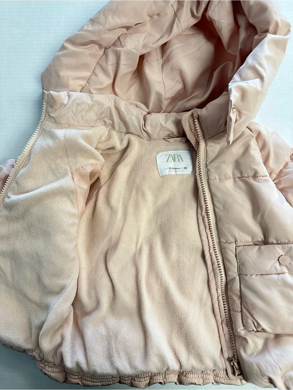 Zara Girl Pink Puffer Winter Ski Skow Jacket 12-18